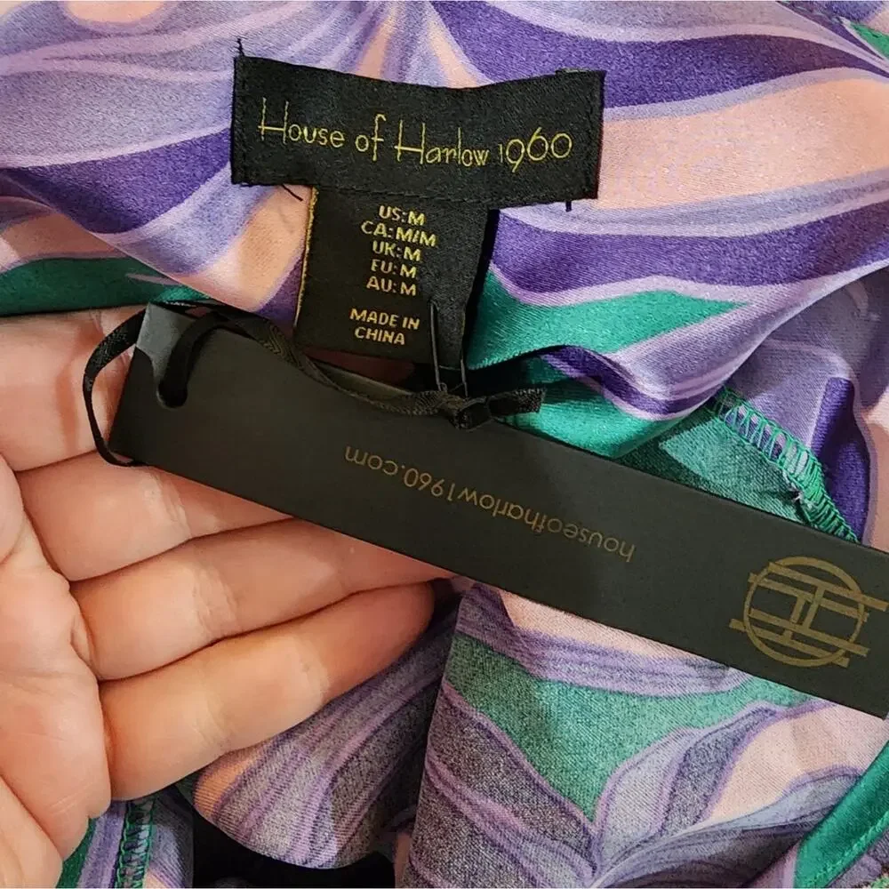 House of Harlow 1960 x Revolve 60s 70s vibes satin maxi dress size medium new - Picture 7 of 10